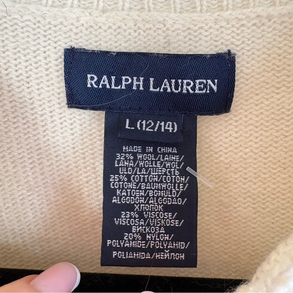 RALPH LAUREN Flower Girl L 12/14 Ivory Wool Bolero Cardigan Wedding Festive Soft - Picture 3 of 8